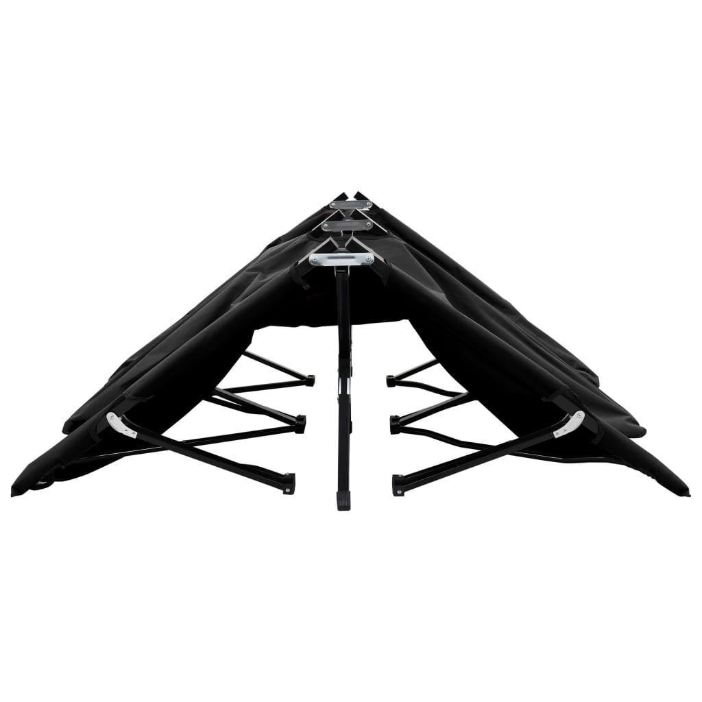 vidaXL Sun Lounger | Black | Steel frame | Double | Foldable | Sun Lounger