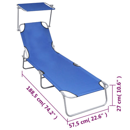 vidaXL Sunlounger | Blue | Powder-coated aluminium | Standard | Foldable