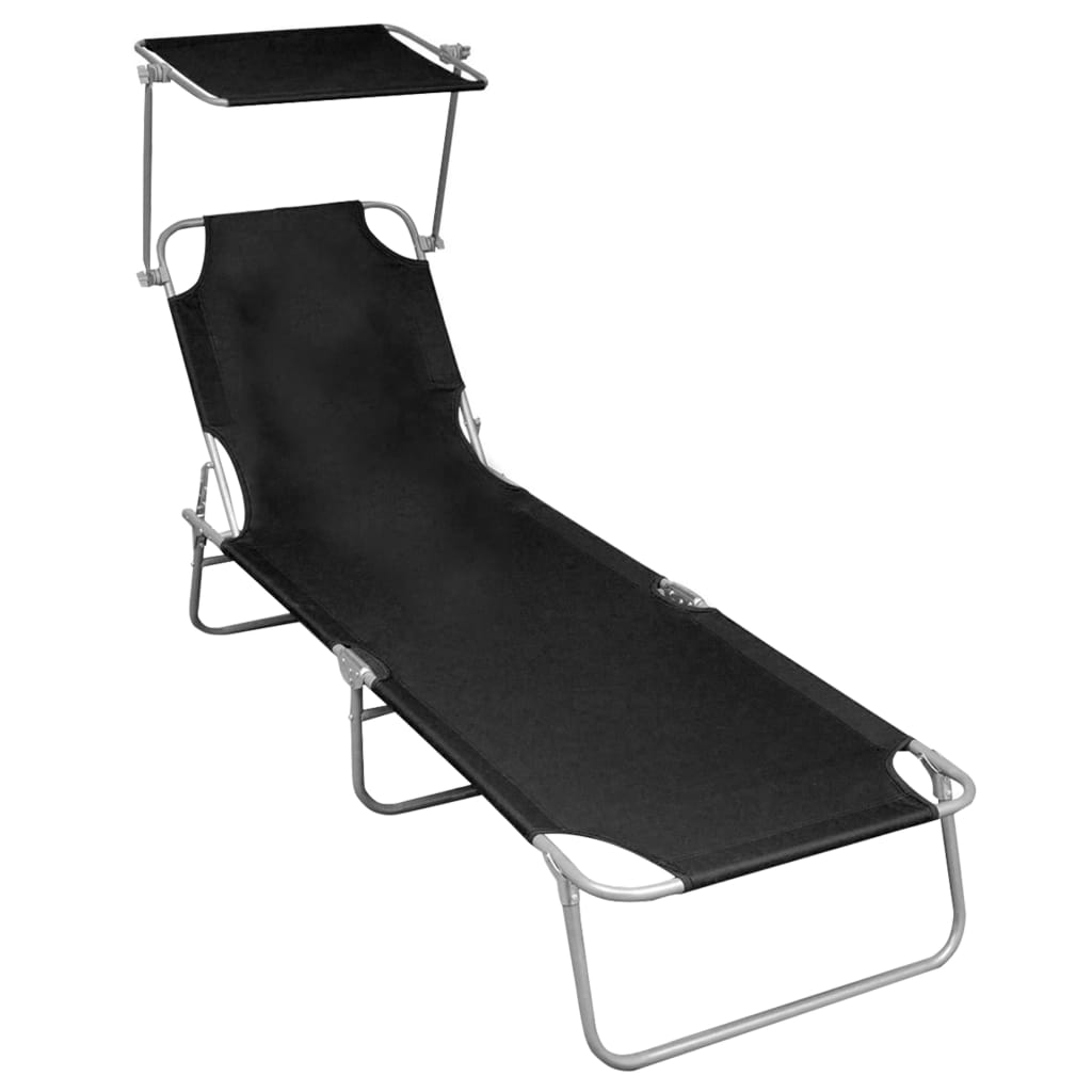 vidaXL Sunlounger | Black | Powder-coated aluminium | Standard | Foldable