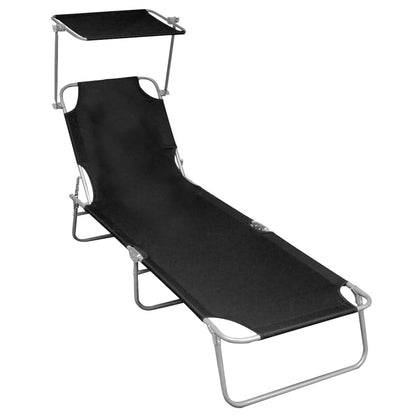 vidaXL Sunlounger | Black | Powder-coated aluminium | Standard | Foldable