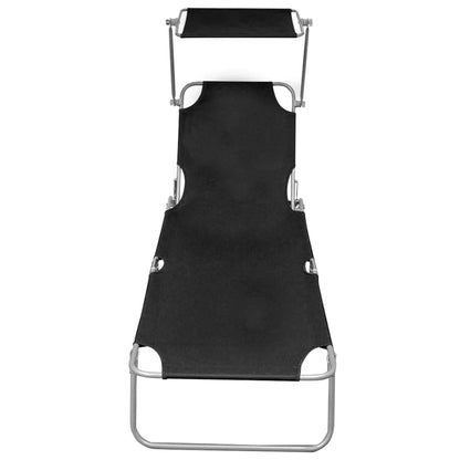 vidaXL Sunlounger | Black | Powder-coated aluminium | Standard | Foldable