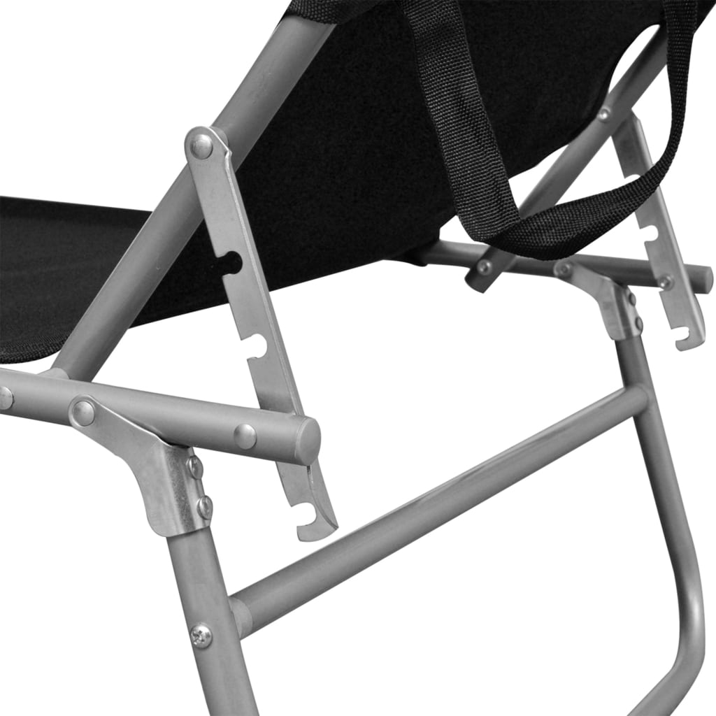 vidaXL Sunlounger | Black | Powder-coated aluminium | Standard | Foldable