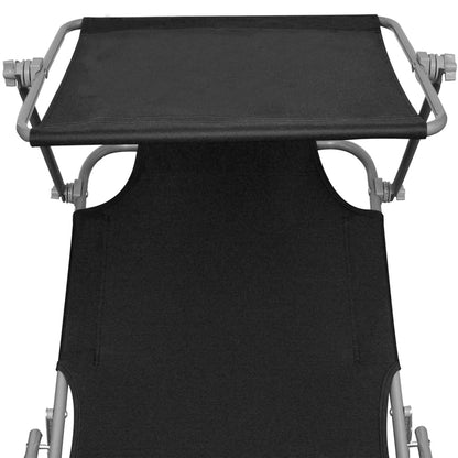 vidaXL Sunlounger | Black | Powder-coated aluminium | Standard | Foldable