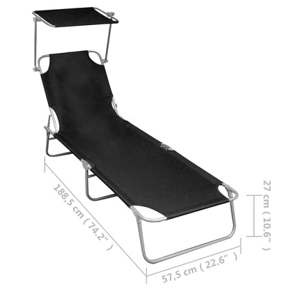 vidaXL Sunlounger | Black | Powder-coated aluminium | Standard | Foldable