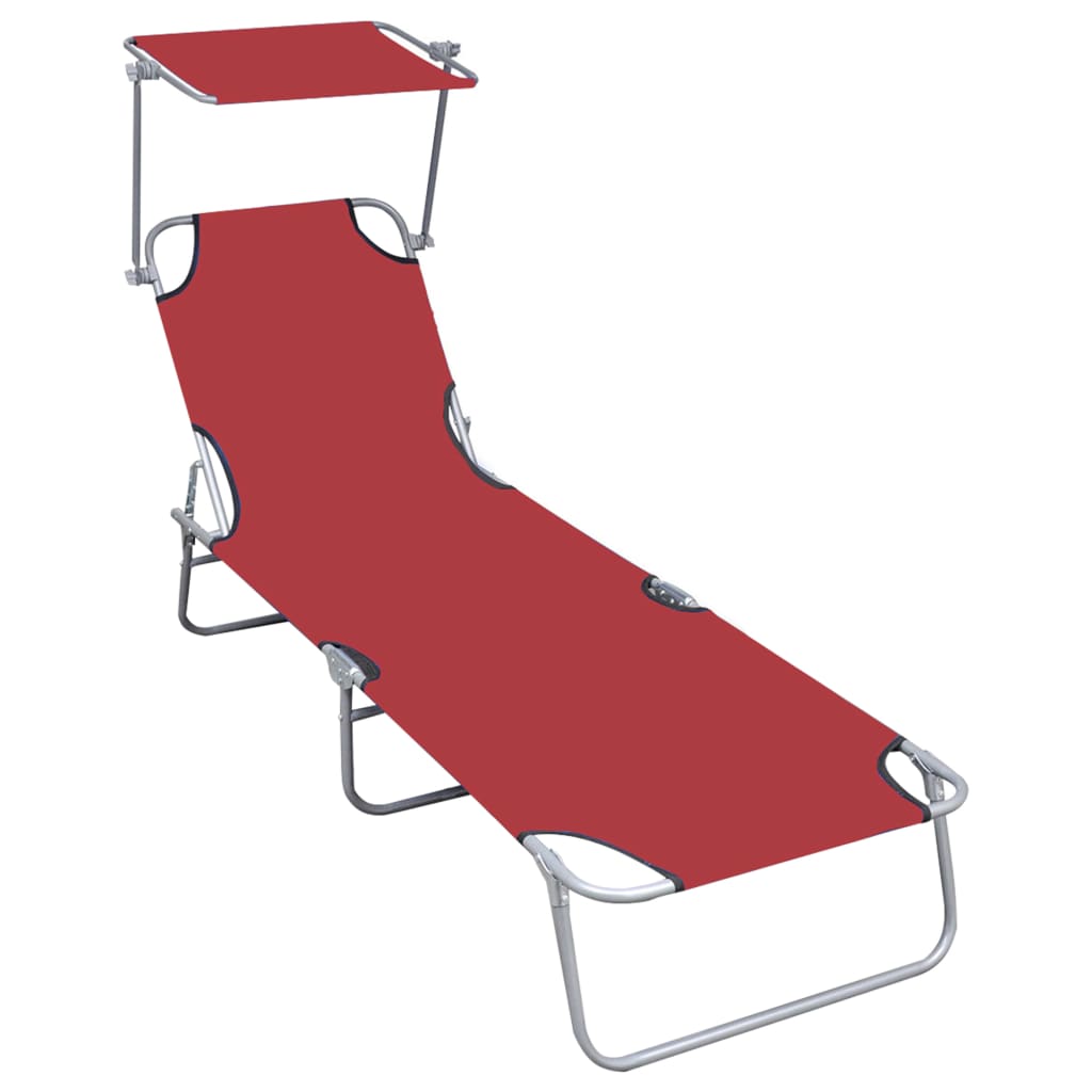 vidaXL Sunlounger | Red | Powder-coated aluminium | Standard