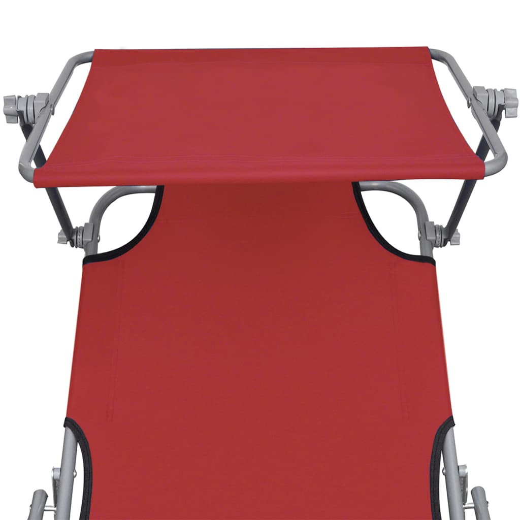 vidaXL Sunlounger | Red | Powder-coated aluminium | Standard
