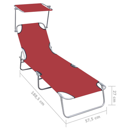 vidaXL Sunlounger | Red | Powder-coated aluminium | Standard