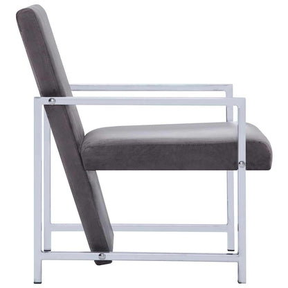 vidaXL Armchair with Chrome Feet Dark Gray Velvet