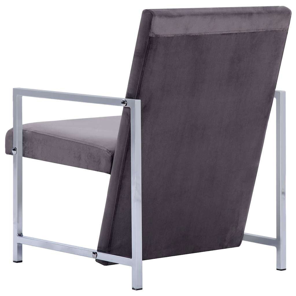vidaXL Armchair with Chrome Feet Dark Gray Velvet