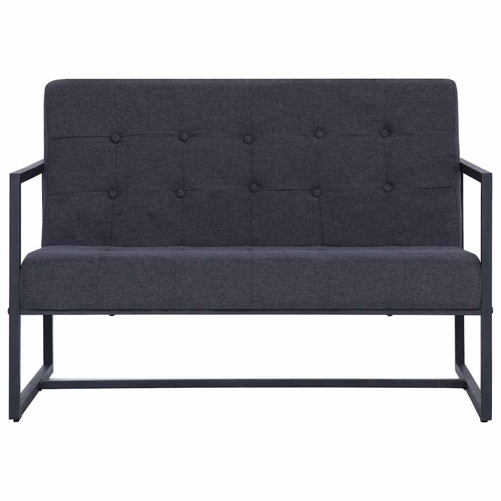 vidaXL 2-Seater Sofa with Armrests Dark Gray Steel and Fabric
