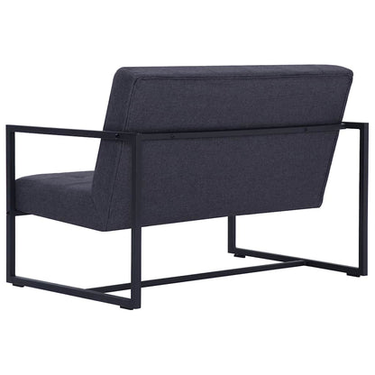 vidaXL 2-Seater Sofa with Armrests Dark Gray Steel and Fabric