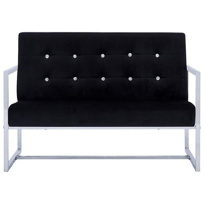 vidaXL 2-Seater Sofa with Armrests Black Chrome and Velvet