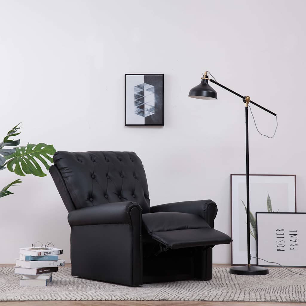 vidaXL Reclining Chair Black Faux Leather
