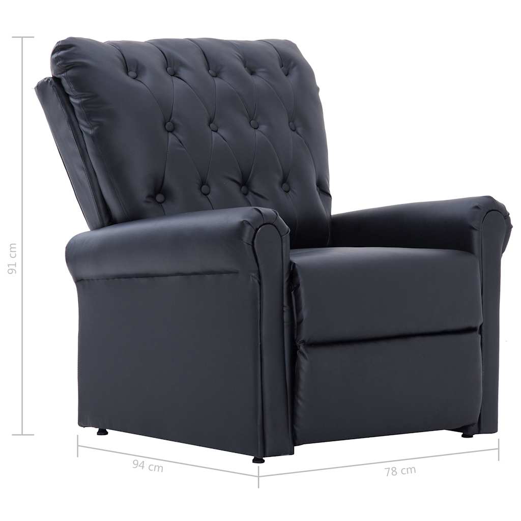 vidaXL Reclining Chair Black Faux Leather