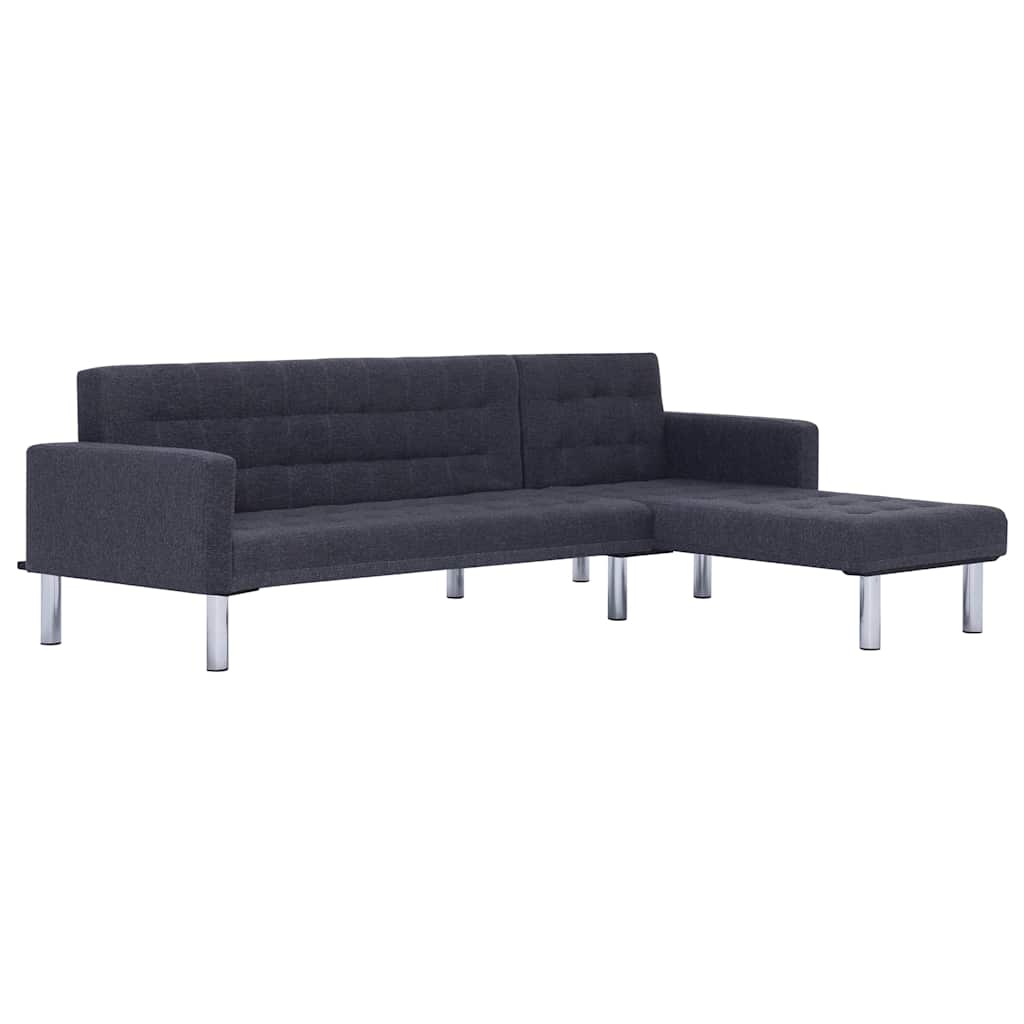 vidaXL L-shaped Sofa Bed Dark grey Polyester