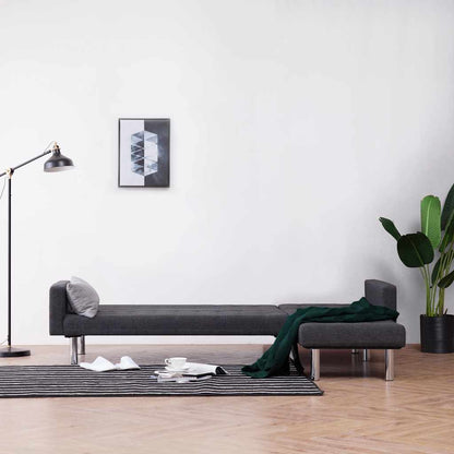 vidaXL L-shaped Sofa Bed Dark grey Polyester