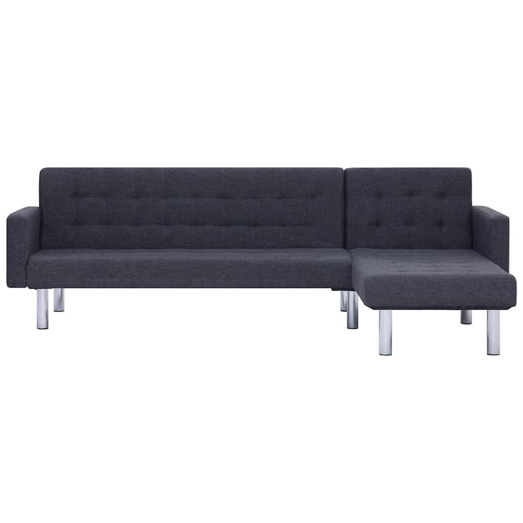 vidaXL L-shaped Sofa Bed Dark grey Polyester