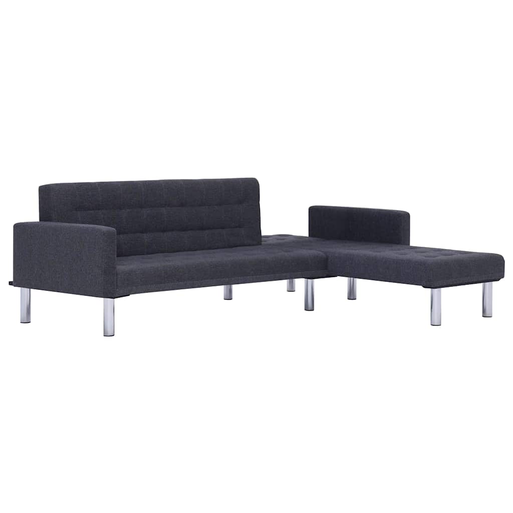 vidaXL L-shaped Sofa Bed Dark grey Polyester