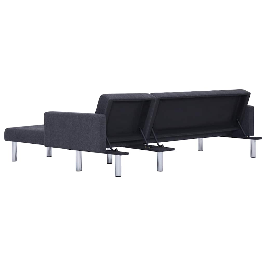 vidaXL L-shaped Sofa Bed Dark grey Polyester