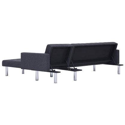 vidaXL L-shaped Sofa Bed Dark grey Polyester