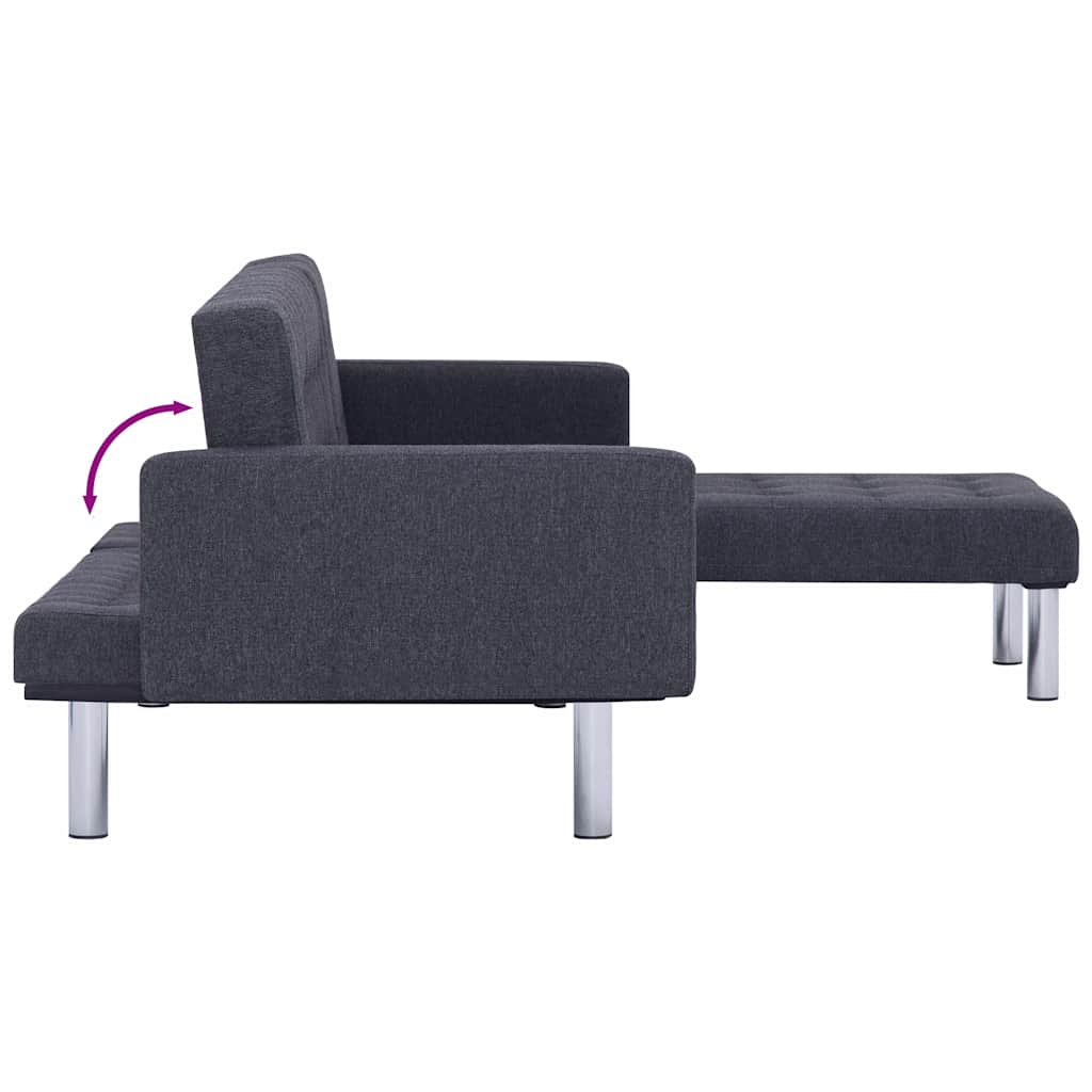 vidaXL L-shaped Sofa Bed Dark grey Polyester