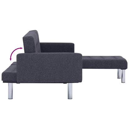 vidaXL L-shaped Sofa Bed Dark grey Polyester
