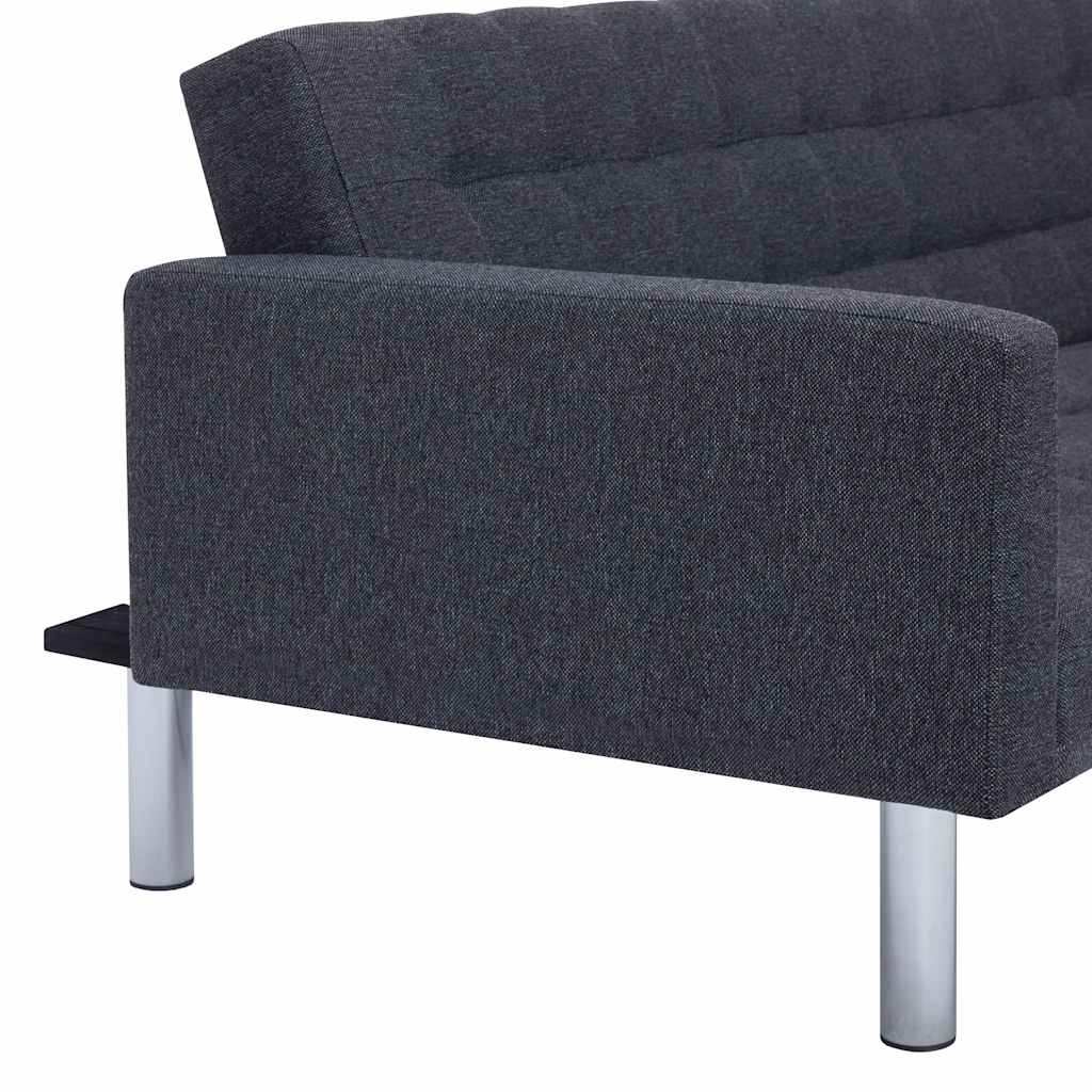 vidaXL L-shaped Sofa Bed Dark grey Polyester