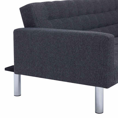vidaXL L-shaped Sofa Bed Dark grey Polyester