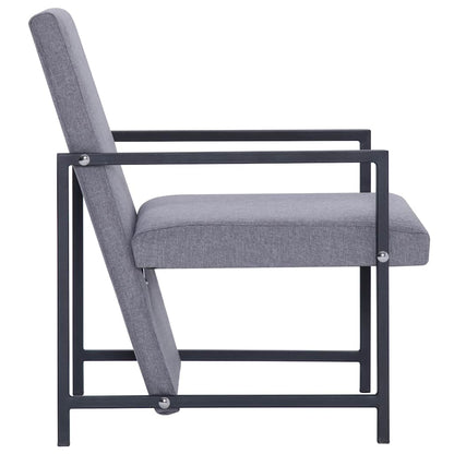 vidaXL Armchair with Chrome Feet Light Grey Fabric