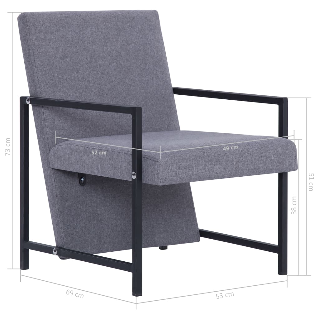 vidaXL Armchair with Chrome Feet Light Grey Fabric