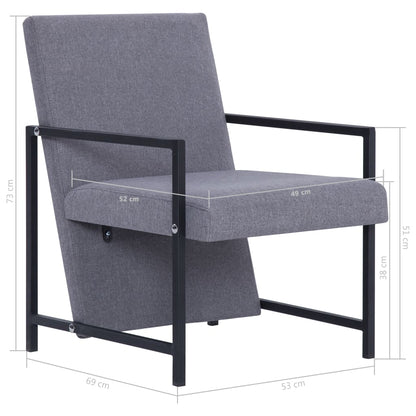 vidaXL Armchair with Chrome Feet Light Grey Fabric