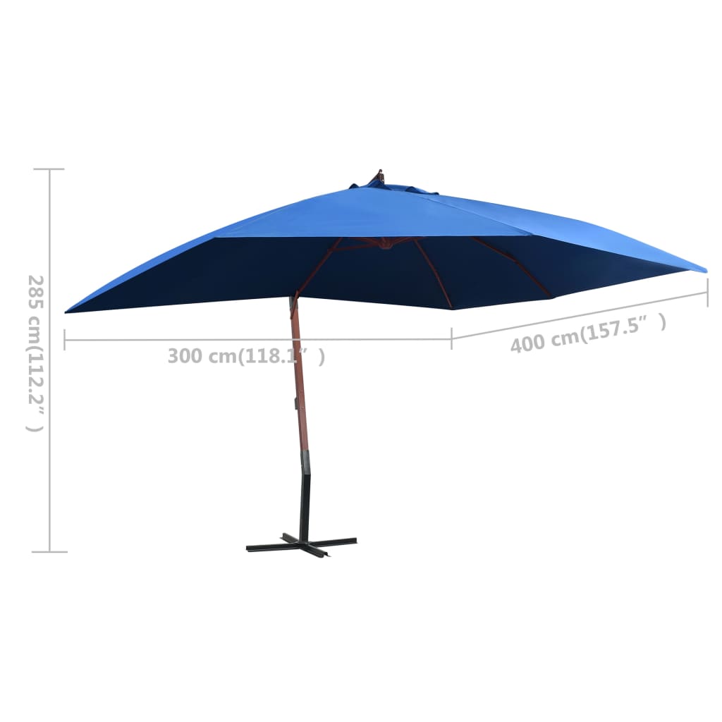vidaXL Garden Parasol | Blue | Polyester, Bamboo, Firwood | 400x300 cm