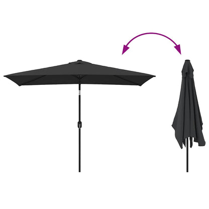 vidaXL Outdoor Parasol with Metal Pole 300x200 cm Black