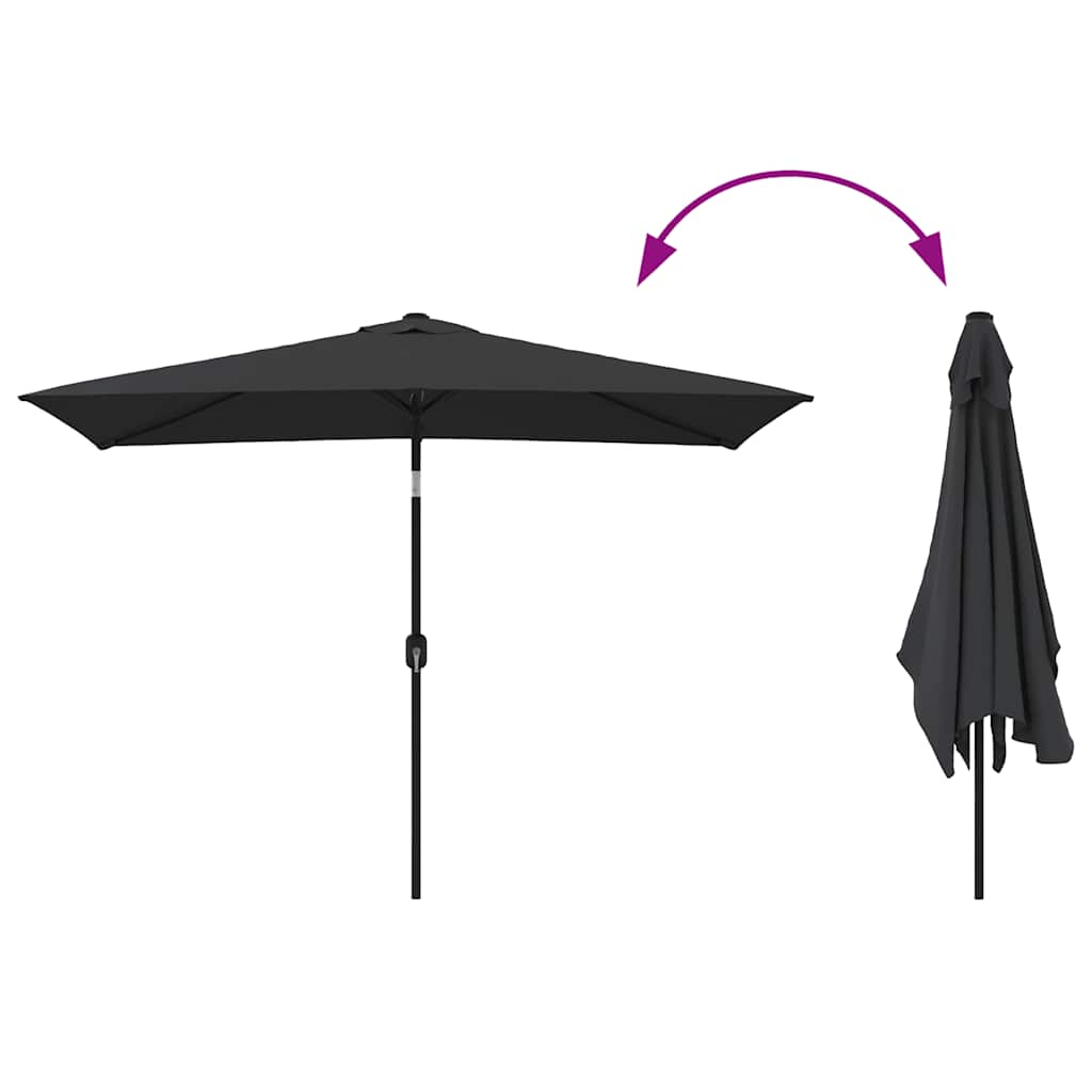 vidaXL Garden Parasol with Metal Pole 300x200 cm Black