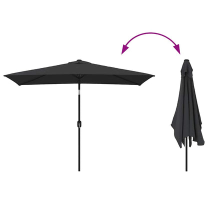 vidaXL Garden Parasol with Metal Pole 300x200 cm Black