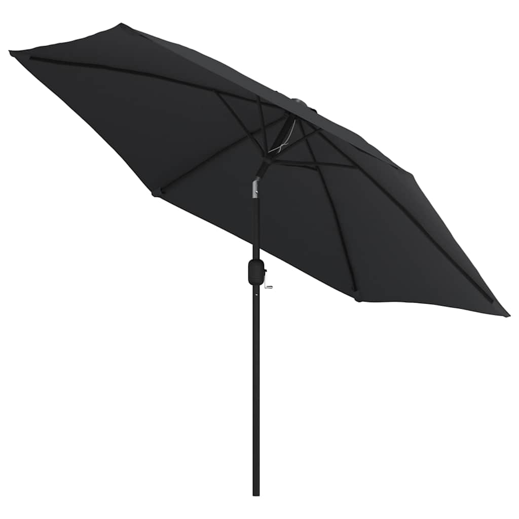 vidaXL Outdoor Parasol with LED Lights and Steel Pole 300 cm Black