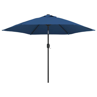 vidaXL Outdoor Parasol with LED Lights and Steel Pole 300 cm Azure