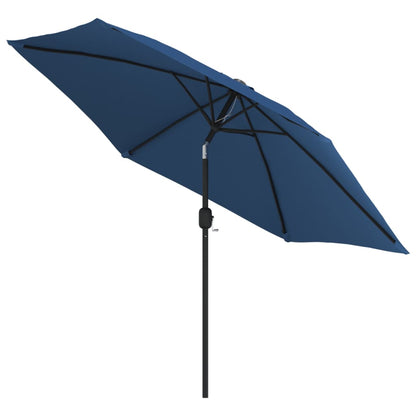 vidaXL Outdoor Parasol with LED Lights and Steel Pole 300 cm Azure