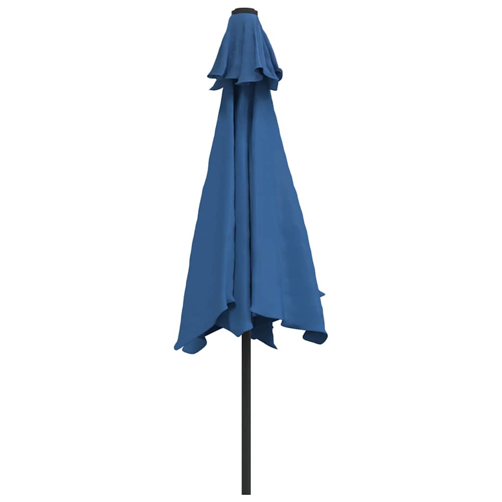 vidaXL Outdoor Parasol with LED Lights and Steel Pole 300 cm Azure