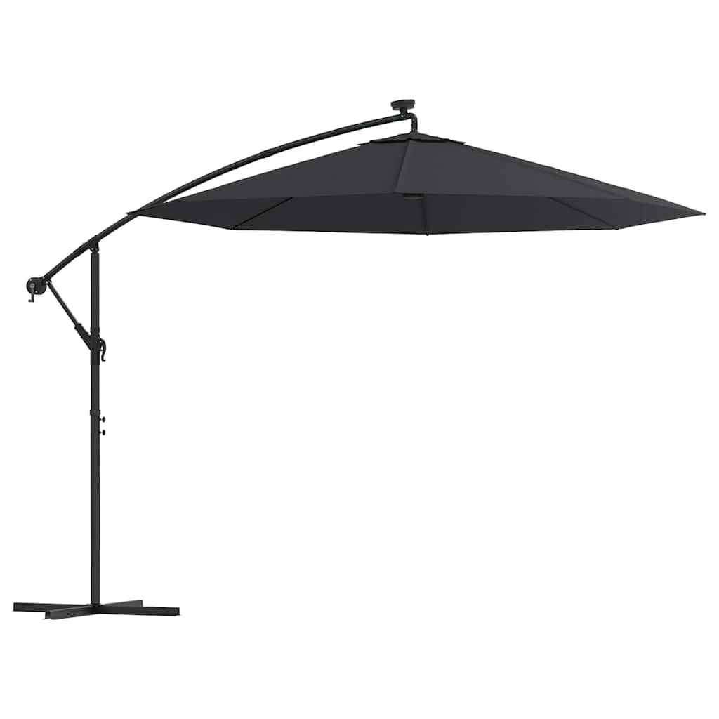 vidaXL Cantilever Garden Parasol with LED Lights&Pole 300 cm Black