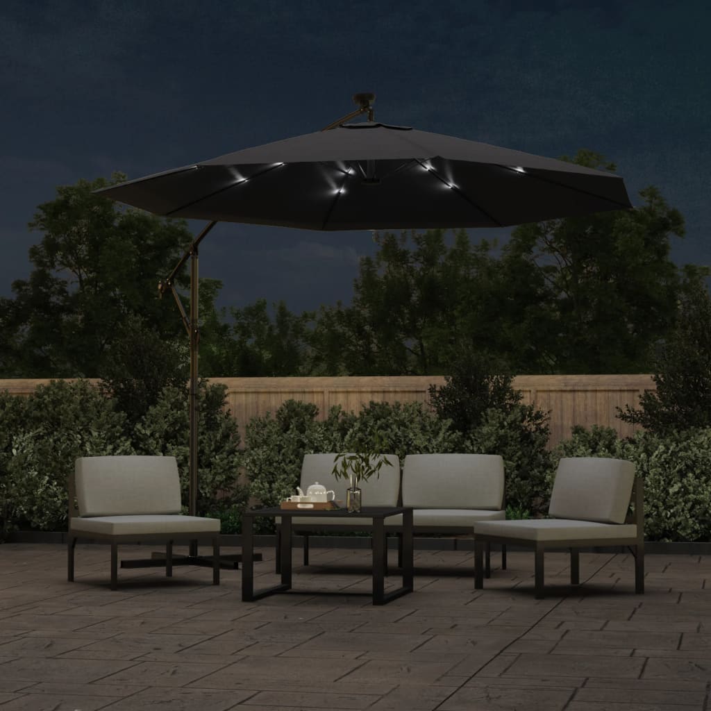 vidaXL Cantilever Garden Parasol | Black | Polyester fabric, steel pole | Large