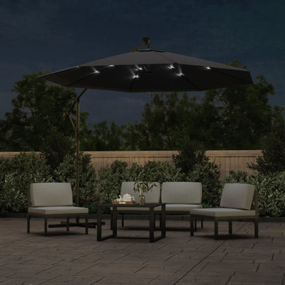 vidaXL Cantilever Garden Parasol | Black | Polyester fabric, steel pole | Large