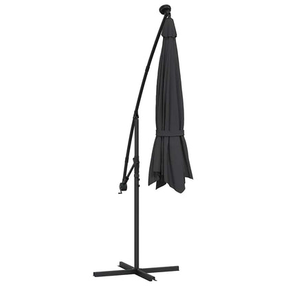 vidaXL Cantilever Garden Parasol with LED Lights&Pole 300 cm Black