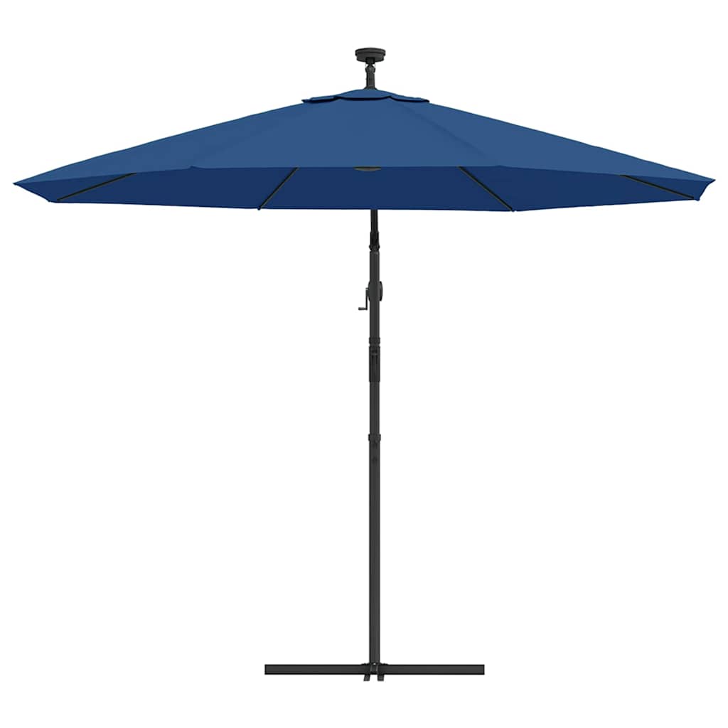 vidaXL Cantilever Garden Parasol with LED Lights&Pole 300 cm Azure