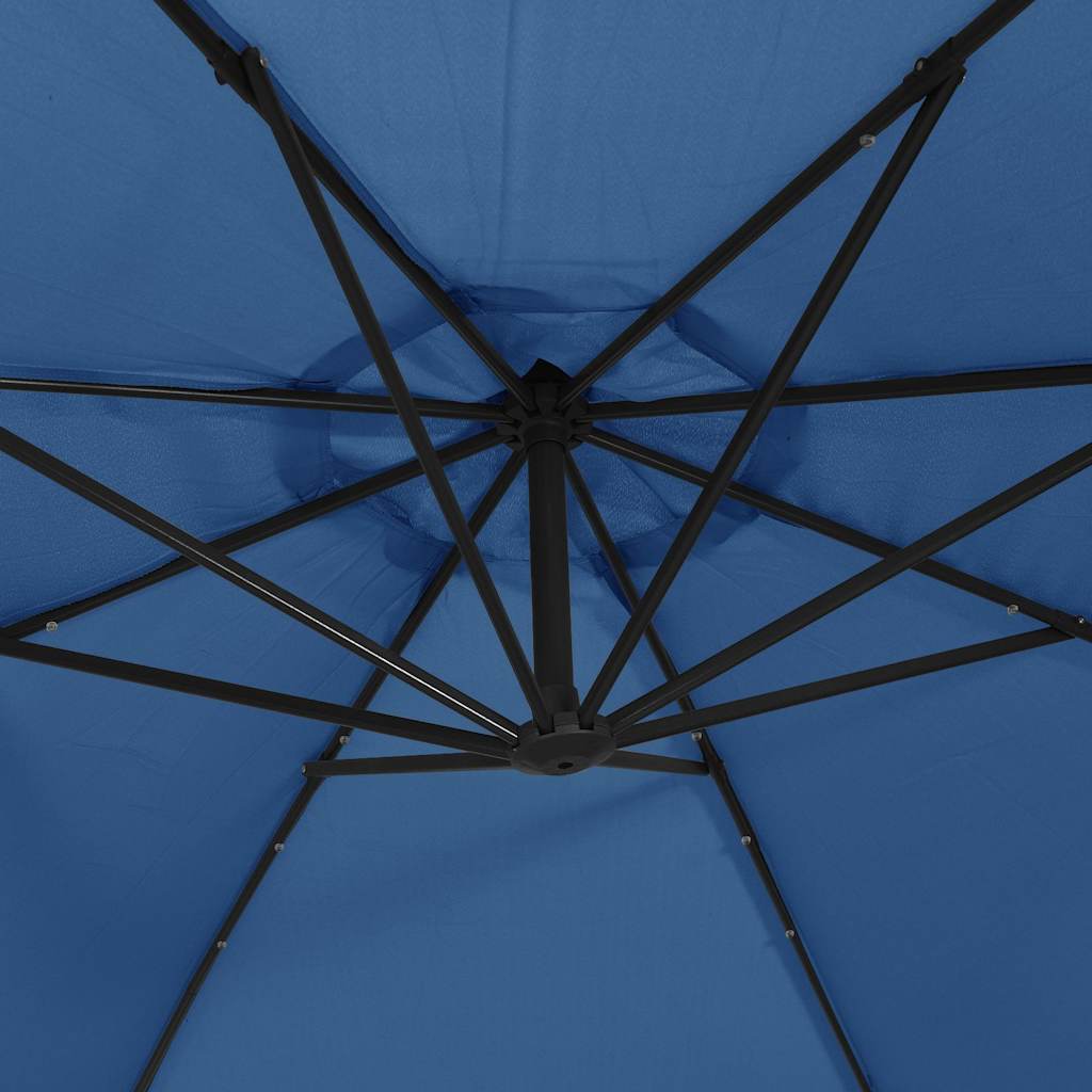 vidaXL Cantilever Garden Parasol with LED Lights&Pole 300 cm Azure