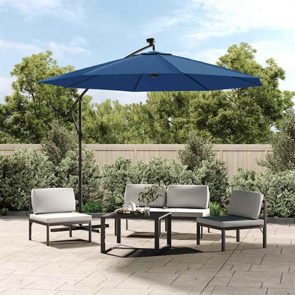 vidaXL Cantilever Garden Parasol with LED Lights&Pole 300 cm Azure