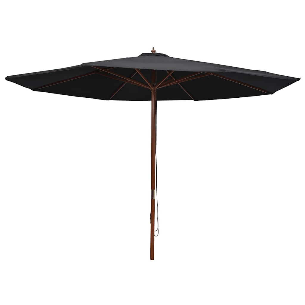 vidaXL Garden Parasol | Black | Bamboo, hardwood, polyester | Large | Foldable