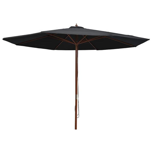 47138 vidaXL Outdoor Parasol with Wooden Pole 350 cm Black