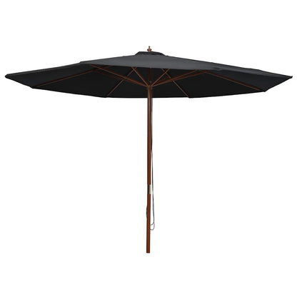 vidaXL Garden Parasol with Wooden Pole 350 cm Black