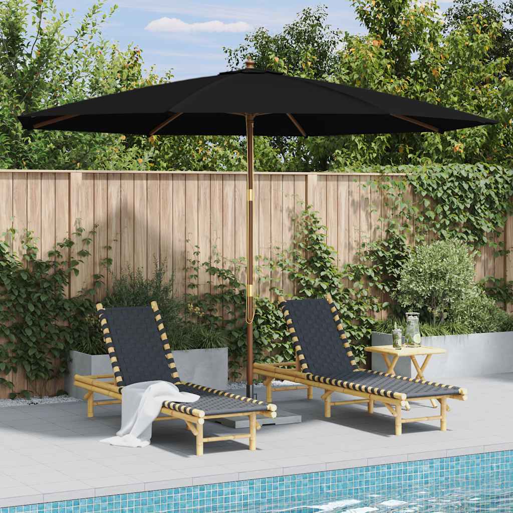 vidaXL Garden Parasol | Black | Bamboo, hardwood, polyester | Large | Foldable